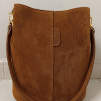 I Secchielli Camoscio – borsa secchiello in pelle scamosciata made in Italy - Beige / Vero camoscio