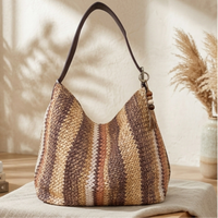 Borsa Donna Azzurra in Ecorafia ed Ecopelle con Manico Regolabile