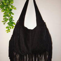 "Zoe" borsa a Spalla in Camoscio con Frange – Vera Pelle Made in Italy
