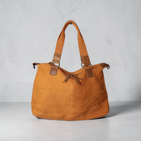 Borsa Yuta in Juta con Inserti in Vera Pelle - Giallo