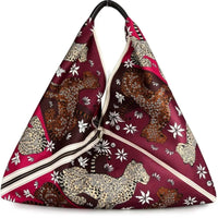 Borsa Asia Triangolo in Tessuto e Vera Pelle Made in Italy