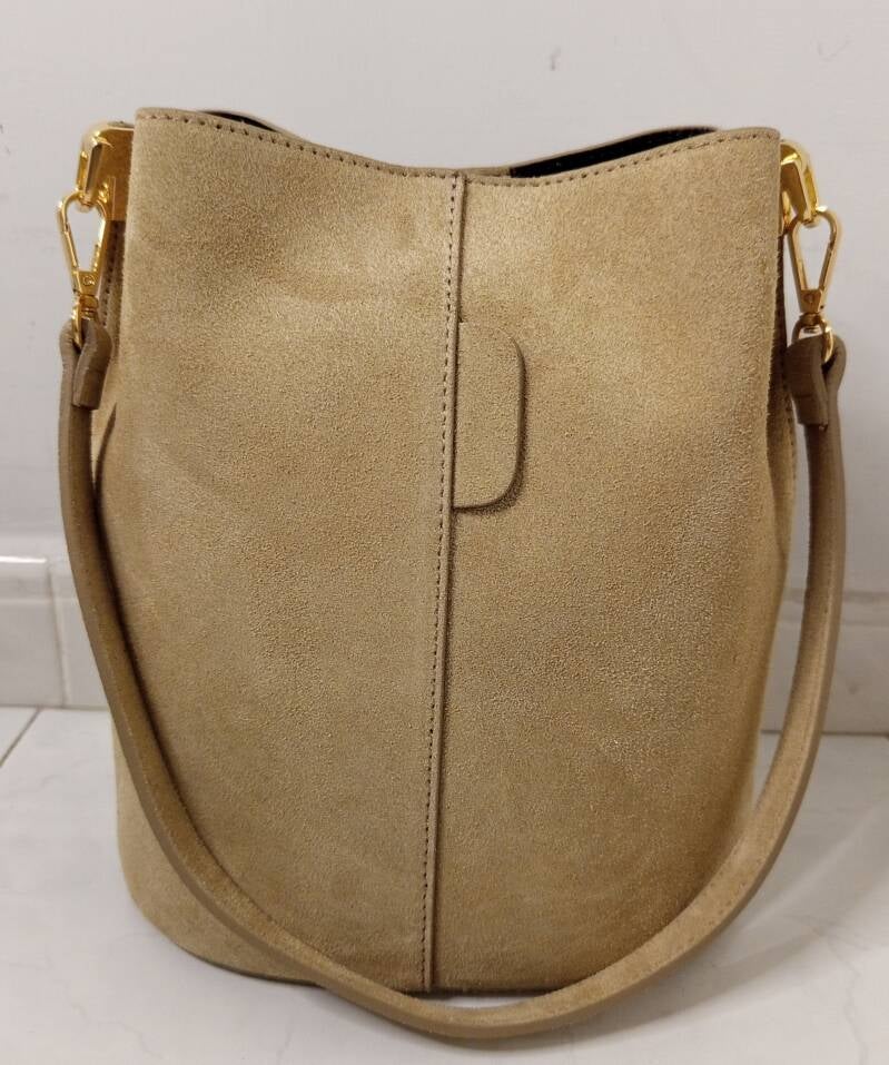 I Secchielli Camoscio – borsa secchiello in pelle scamosciata made in Italy