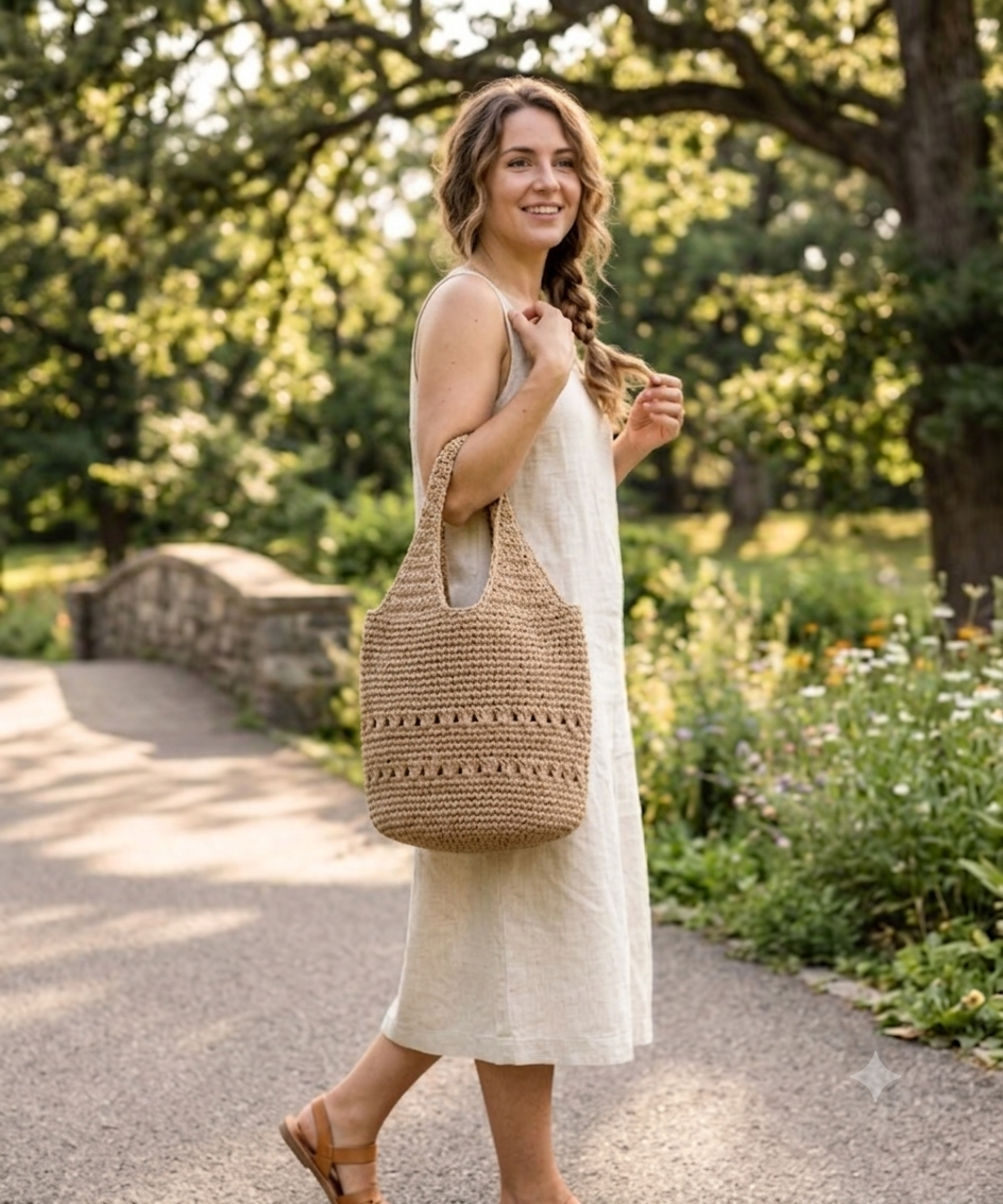 Borsa Dafne in Fibra Naturale con Tracolla | Anembags