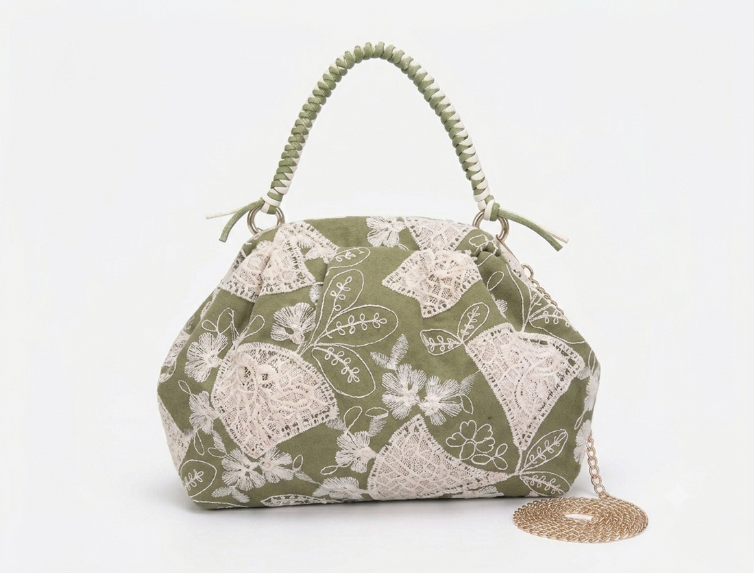 Borsa a mano Rasha in tessuto ricamato Anembags