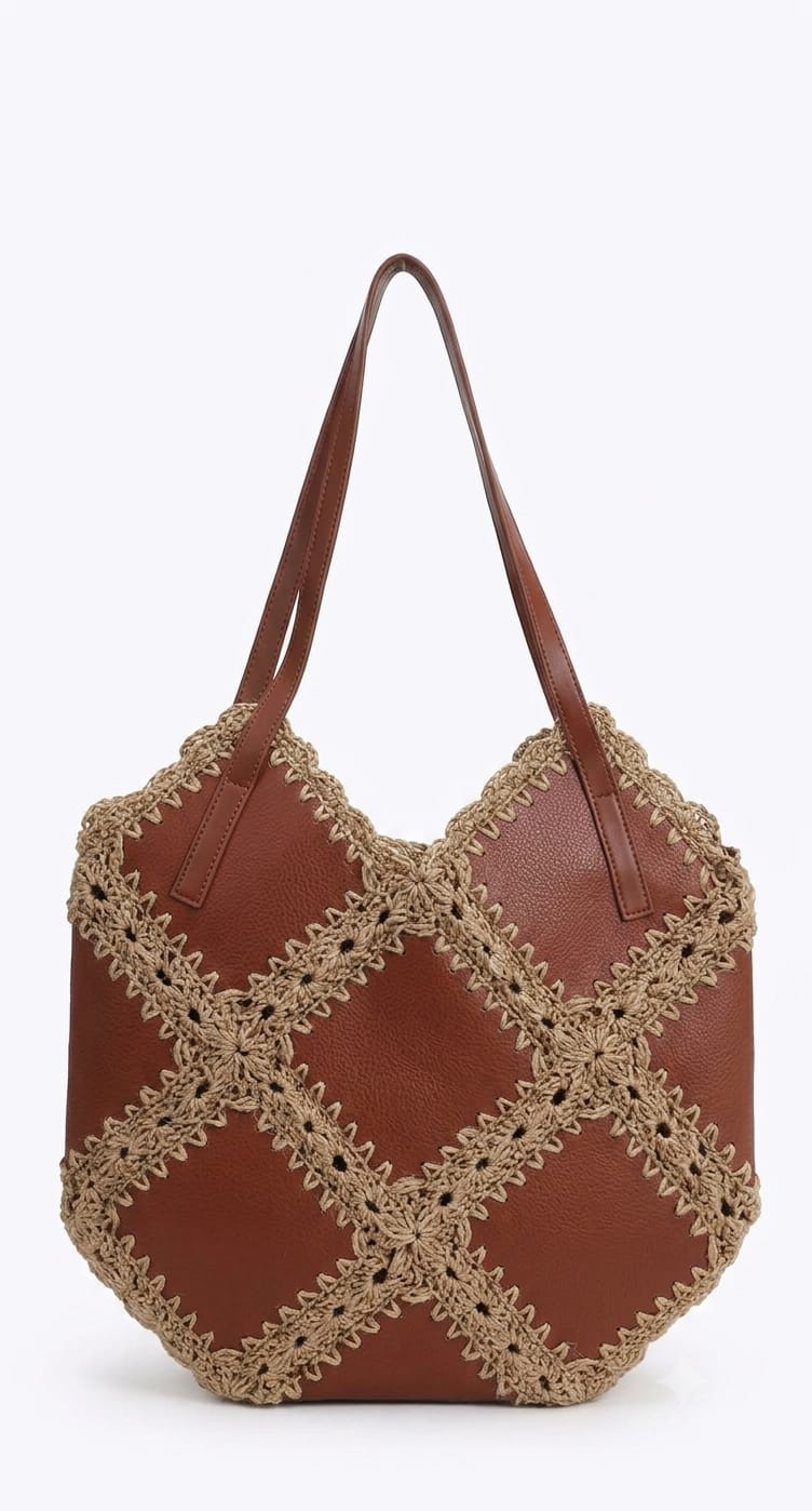 Borsa Shopper Donna Altea con Intreccio Naturale e Tracolla | AnemBags