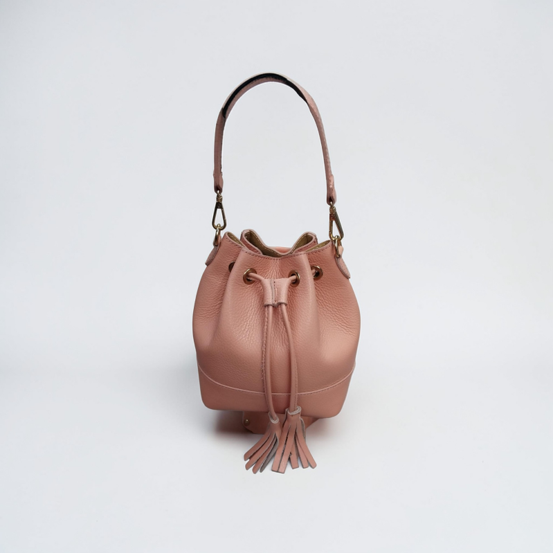 Julia 2.0 – Secchiello in Vera Pelle  con Tracolla Interna - Lime / Vera pelle