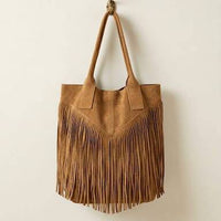 Le Frangette – borsa con frange in vera pelle made in Italy - Moro / Vero camoscio