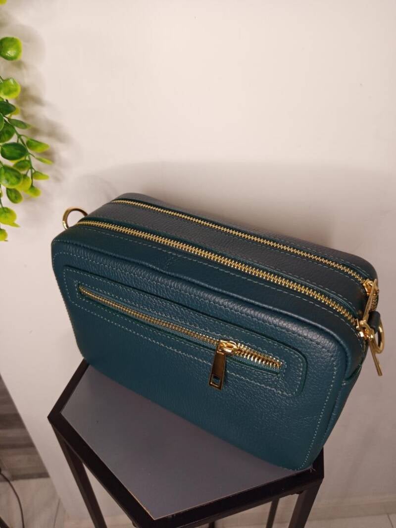 Le Double Zipper – borsa doppia zip in vera pelle made in Italy
