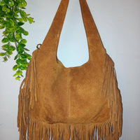 "Zoe" borsa a Spalla in Camoscio con Frange – Vera Pelle Made in Italy