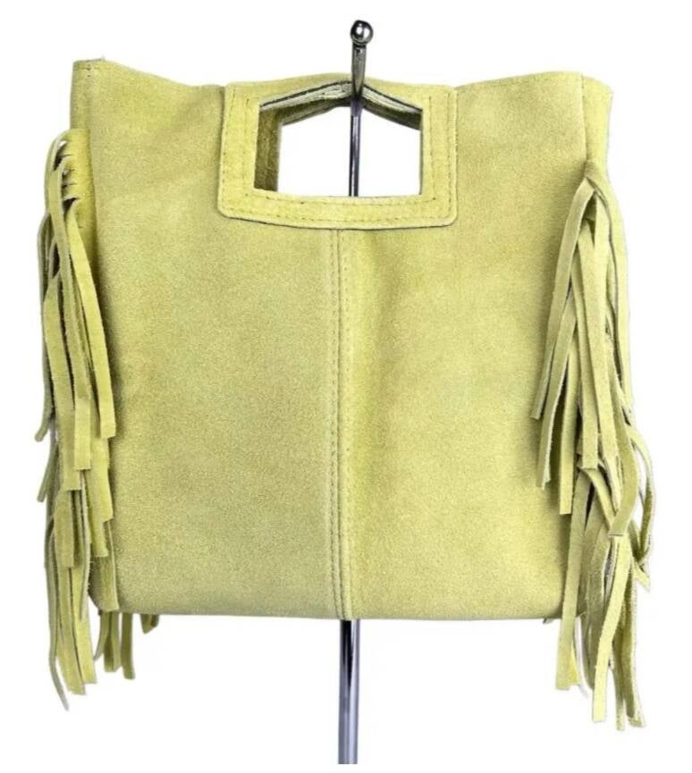 Le Frangettine – borsetta in pelle camoscio frange made in Italy - moro / Vero camoscio