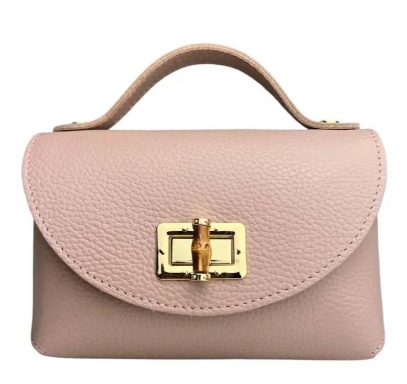 Le Bambú spring– borsetta in pelle con chiusura bambù
