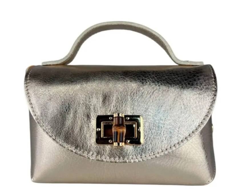 Le Bambú spring– borsetta in pelle con chiusura bambù