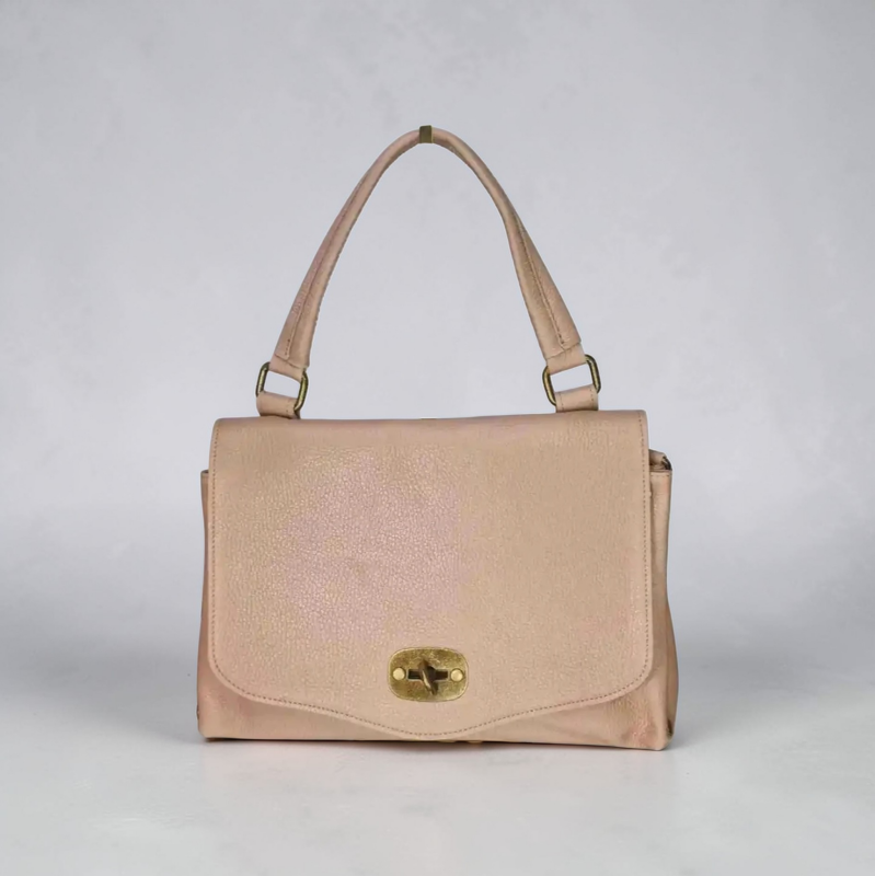 Borsa Postina "Chiara" AnemBags in Pelle Dollaro con Tracolla Rimovibile - Panna