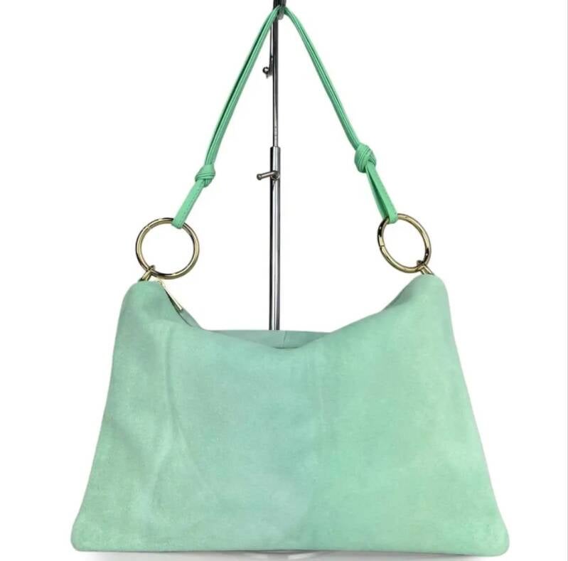 “Le Sottilissime Big – borsa con anelli in CAMOSCIO” - Beige / Vero camoscio