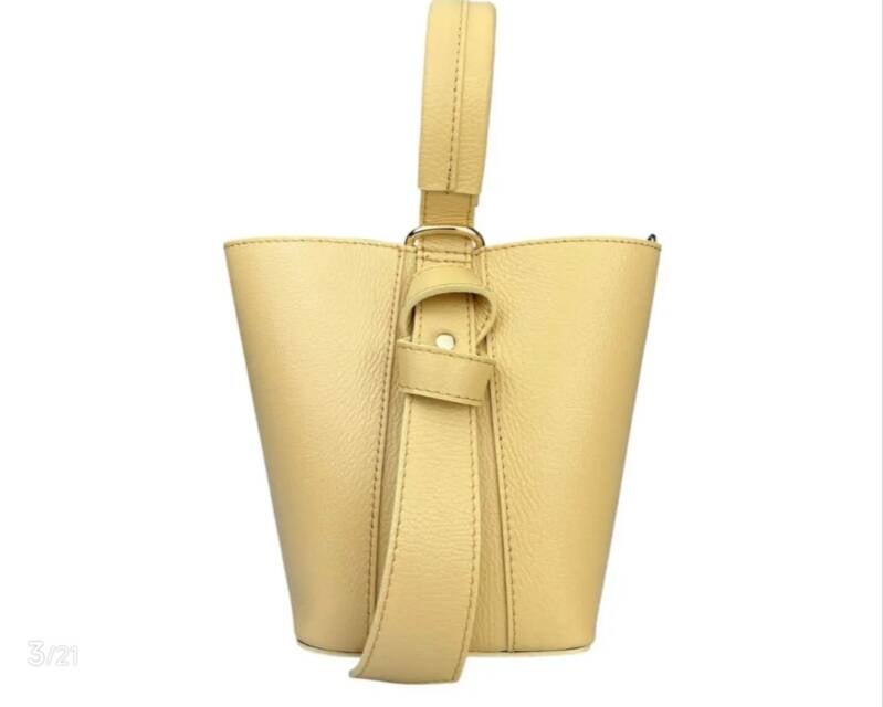 I Fiocchetti” in pelle made in Italy – secchiello con fiocco elegante - Polvere / Vera pelle