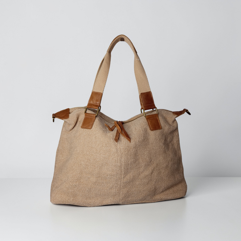 Borsa Yuta in Juta con Inserti in Vera Pelle