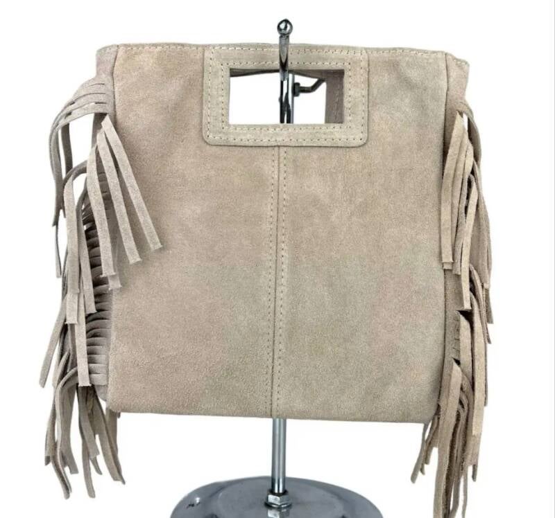 Le Frangettine – borsetta in pelle camoscio frange made in Italy