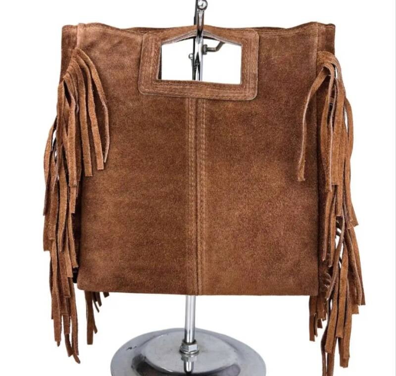Le Frangettine – borsetta in pelle camoscio frange made in Italy