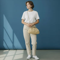 Borsa Sunny in Rafia con Manico in Ecopelle e Tracolla Oro