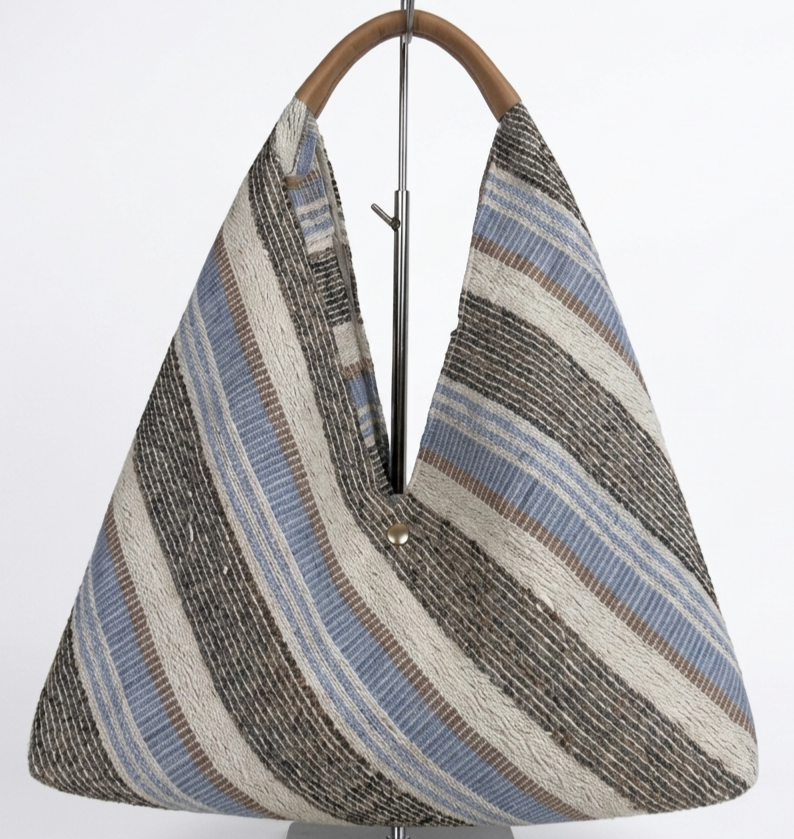 Borsa Asia Triangolo in Rafia e Vera Pelle Made in Italy