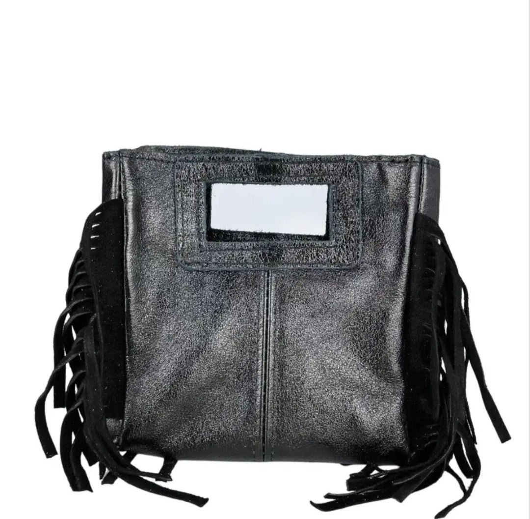 Le Frangettine Mini Laminate – Mini bag con frange in Vera Pelle Made in Italy