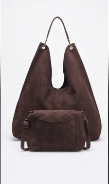 Borsa Diana in Ecocamoscio – Sacca Morbida con Borsello Interno Estraibile e Tracolla