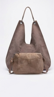 Borsa Diana in Ecocamoscio – Sacca Morbida con Borsello Interno Estraibile e Tracolla