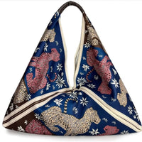Borsa Asia Triangolo in Tessuto e Vera Pelle Made in Italy