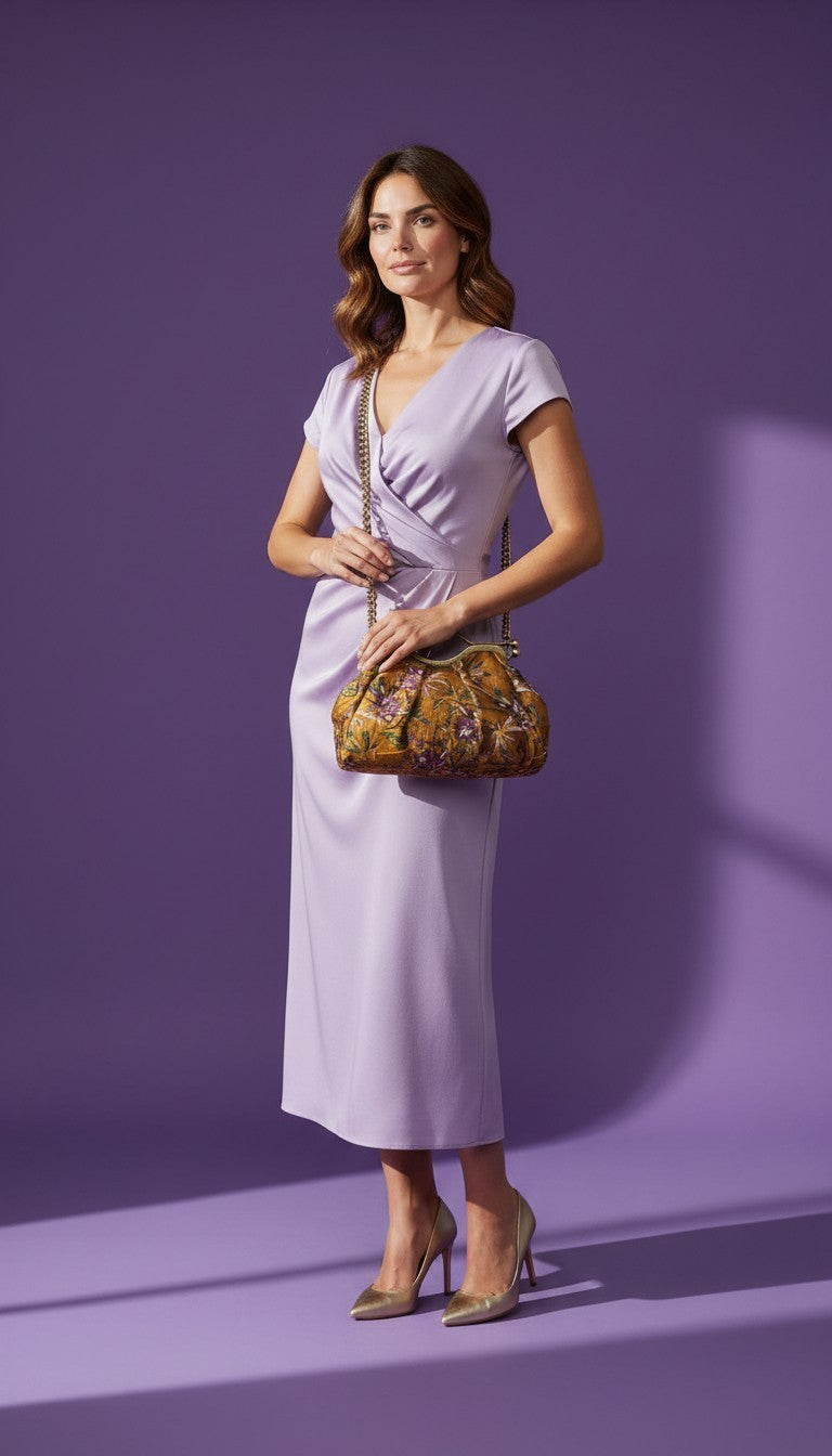 Clutch "Cheriè" con trama in rilievo e maniglia in ottone | Anembags