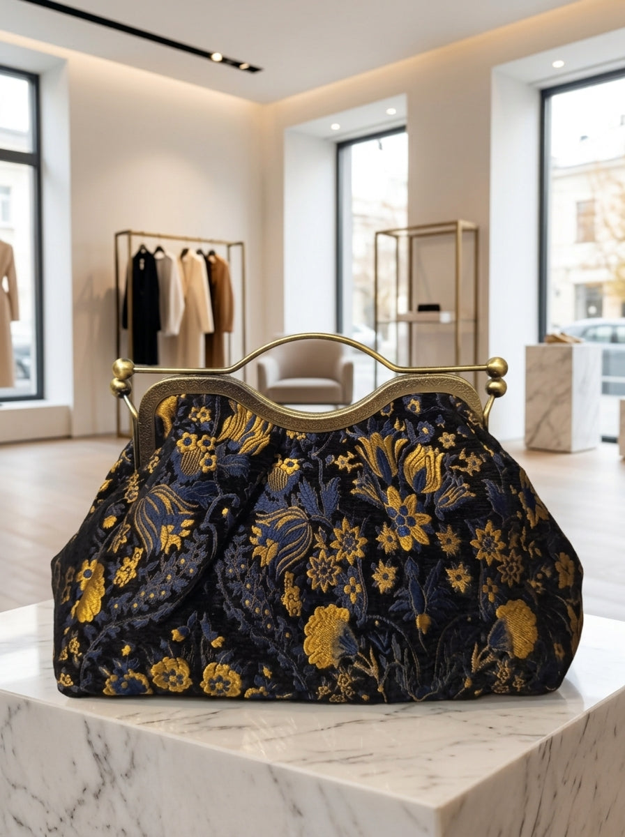 Clutch "Cheriè" con trama in rilievo e maniglia in ottone | Anembags