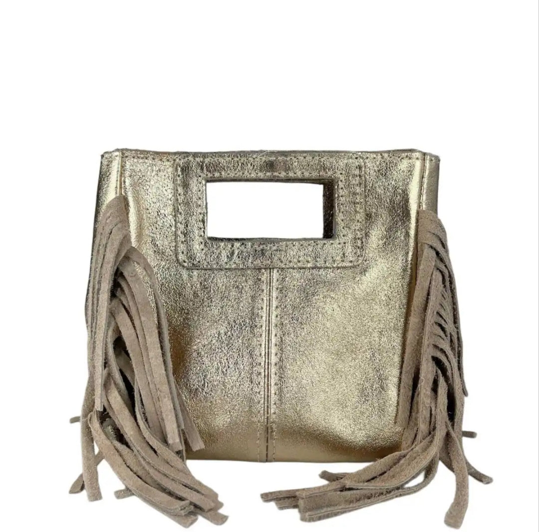 Le Frangettine Mini Laminate – Mini bag con frange in Vera Pelle Made in Italy