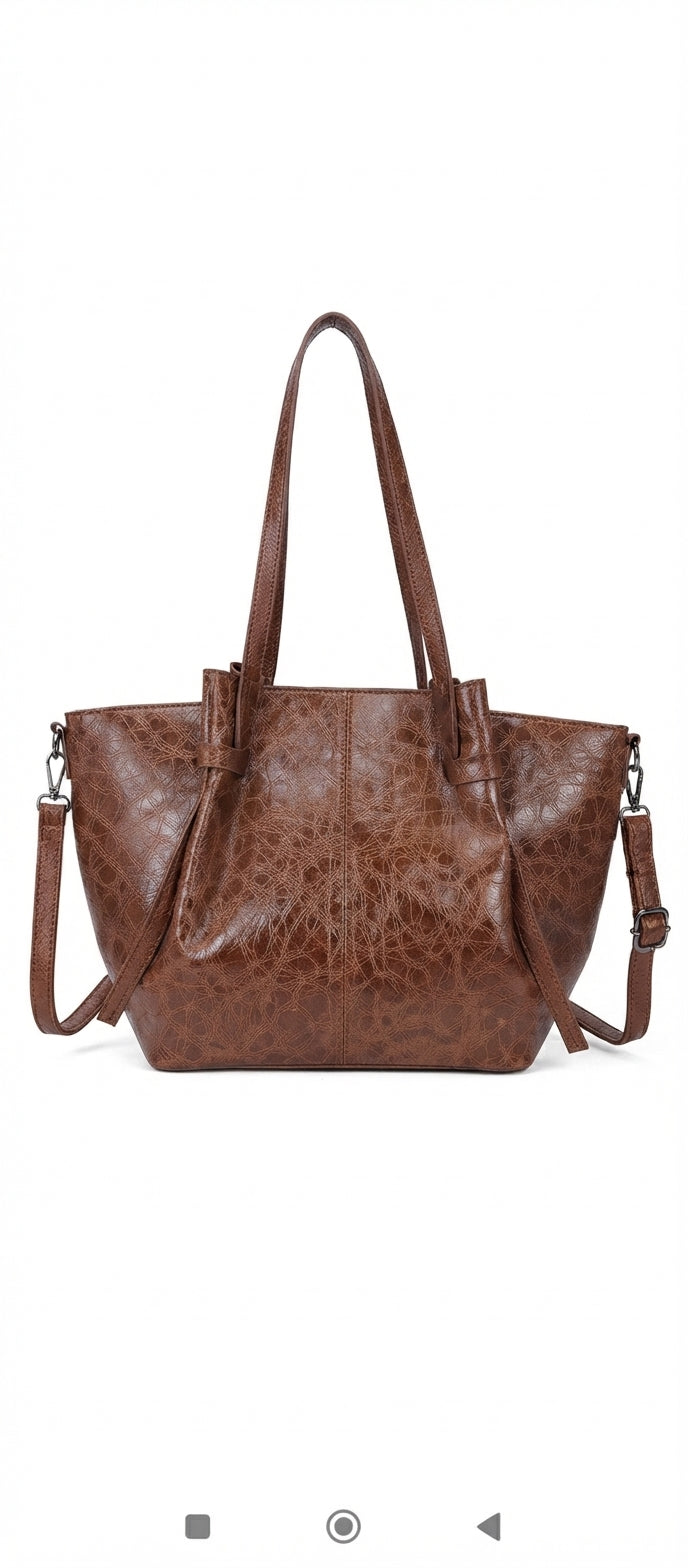 Borsa Tote "Sara" in poliuretano effetto Pelle Invecchiata - Collezione Premium Anembags