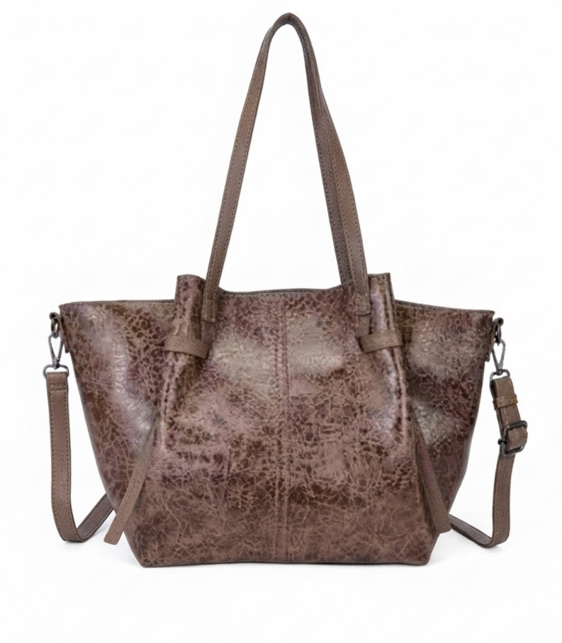 Borsa Tote "Sara" in poliuretano effetto Pelle Invecchiata - Collezione Premium Anembags