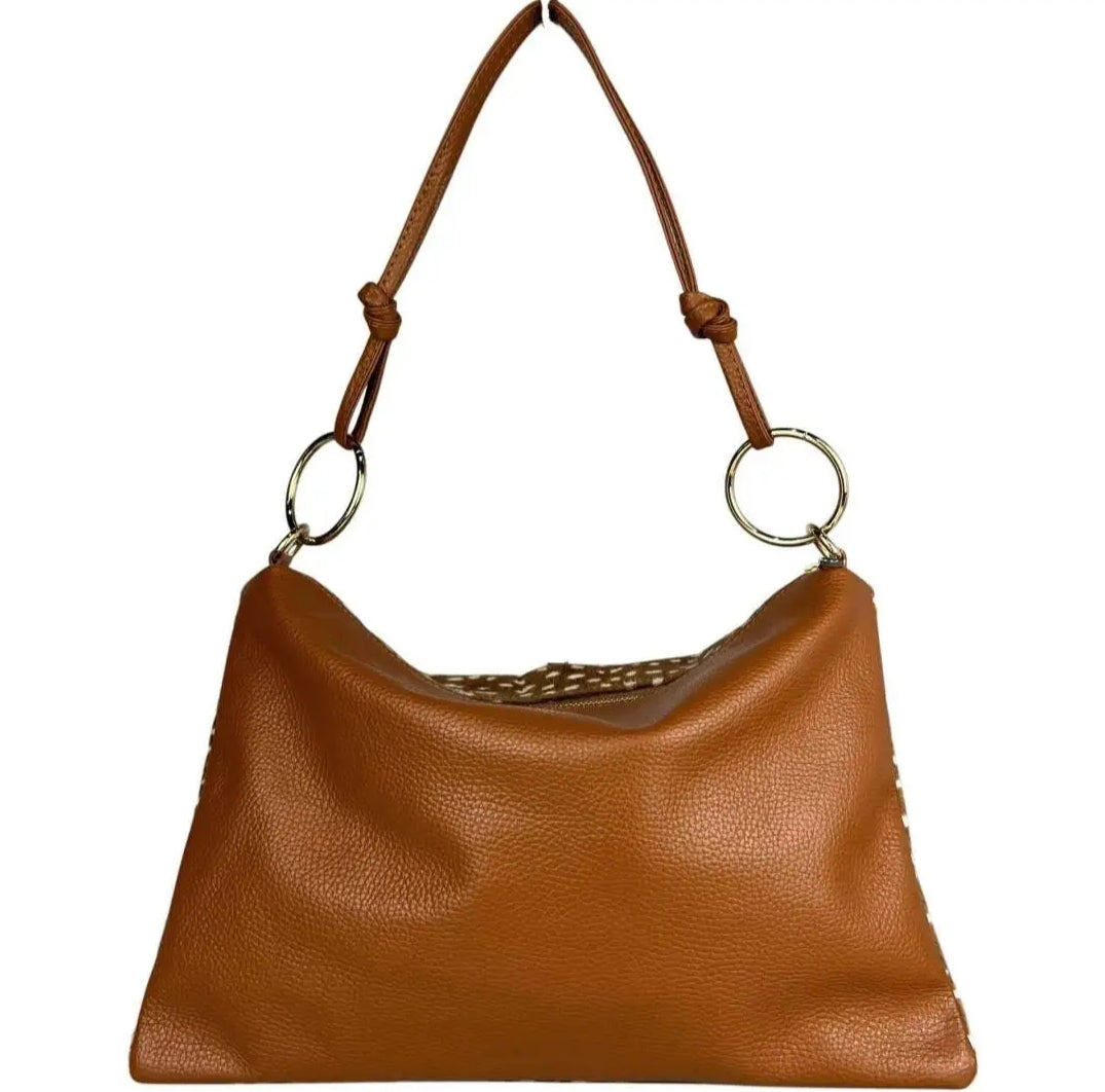 “Le Sottilissime Big Cavallino – borsa con anelli in vera pelle & cavallino”