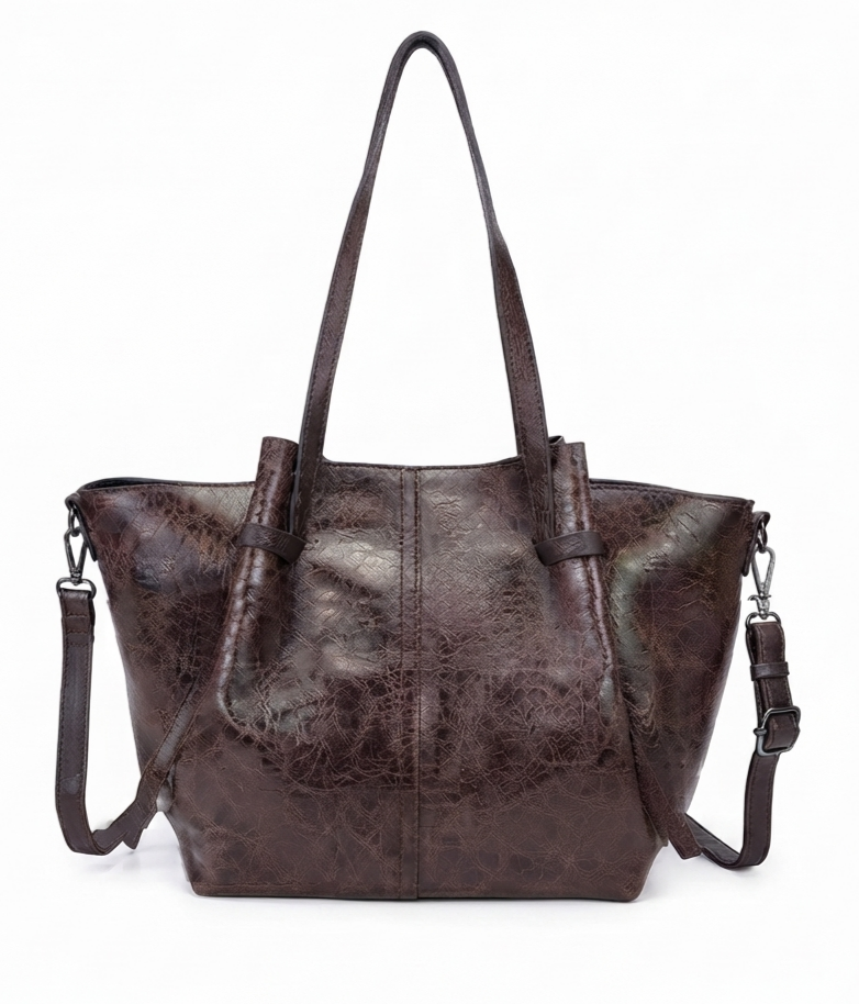 Borsa Tote "Sara" in poliuretano effetto Pelle Invecchiata - Collezione Premium Anembags
