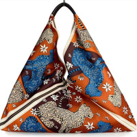Borsa Asia Triangolo in Tessuto e Vera Pelle Made in Italy