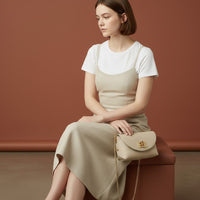 Le Bambú spring– borsetta in pelle con chiusura bambù