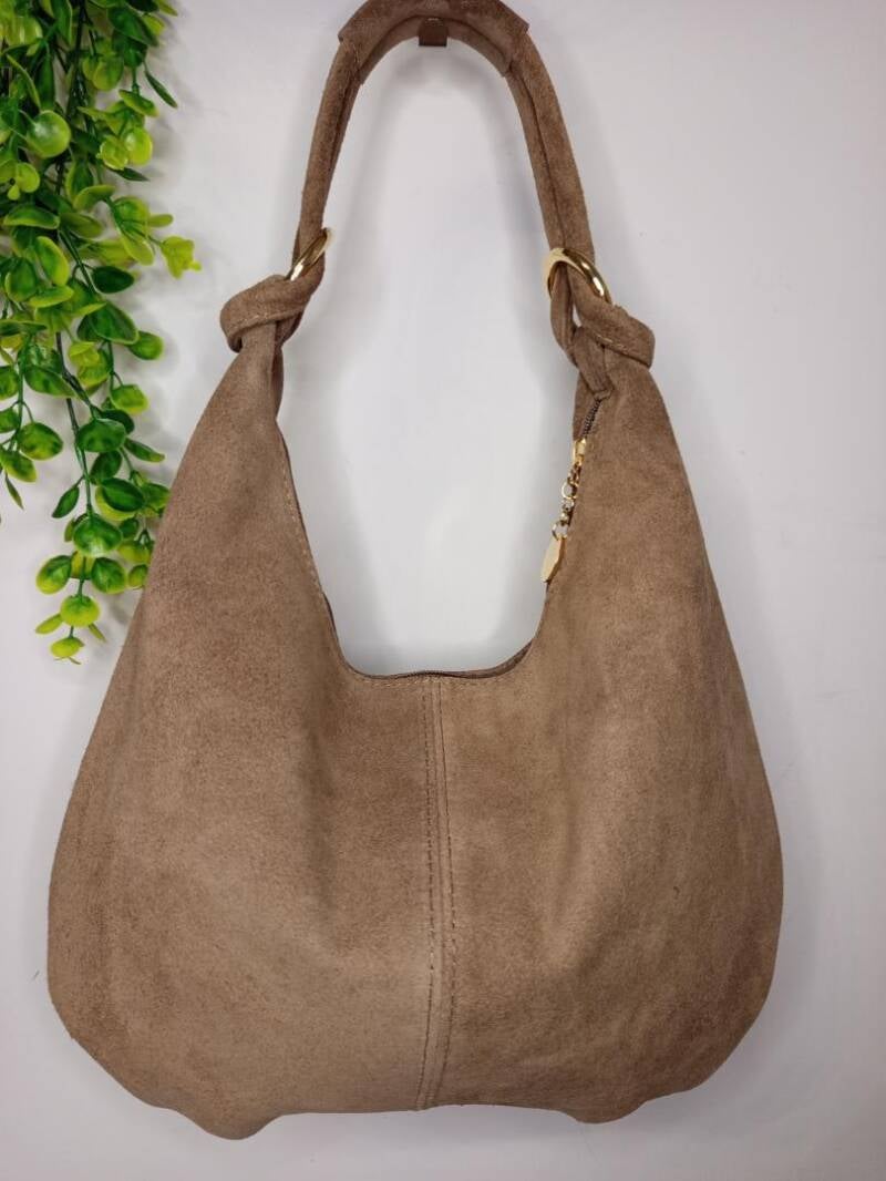 Borsa “Le Sacche” in CAMOSCIO stile sacco – Made in Italy - nero / Vero camoscio